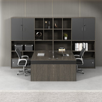 易企采 双人位财务办公桌职员桌椅组合办公室主管桌带高柜会计办公桌子