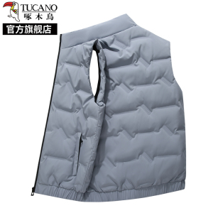 啄木鸟羽绒服马甲男士秋冬季加绒保暖背心中年爸爸无帽棉服外套K