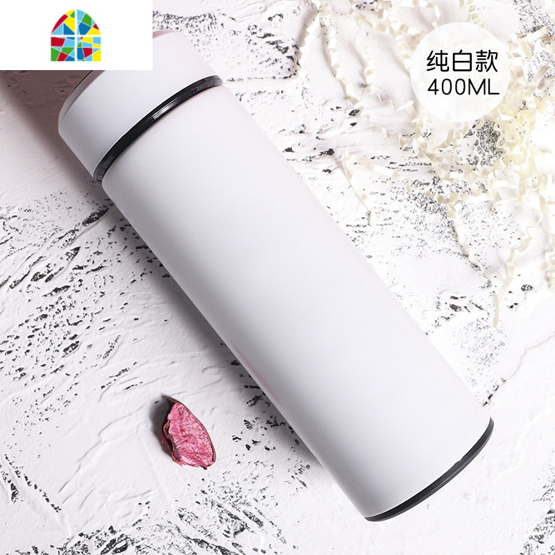CICG个性潮流便携磨砂智能保温杯男士泡茶随手水杯304不锈钢杯子 FENGHOU CICG白色字母款
