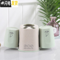 三维工匠创意卫生间牙膏牙刷架简约情侣洗漱套装牙具盒刷牙漱口杯置物架 绿色[3件套]