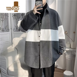YANXU感男装春季毛衣开衫男韩版宽松撞色学院风小众百搭针织衫外套