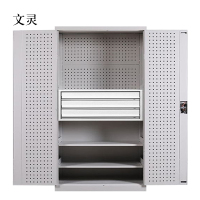 文灵工具柜加厚铁皮储物柜工厂车间用带抽屉汽修多功能收纳柜通门内三抽柜灰白色