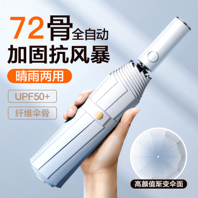 雨伞渐变色高颜值耐用雨伞女防晒防紫外线晴雨伞折叠男遮阳伞