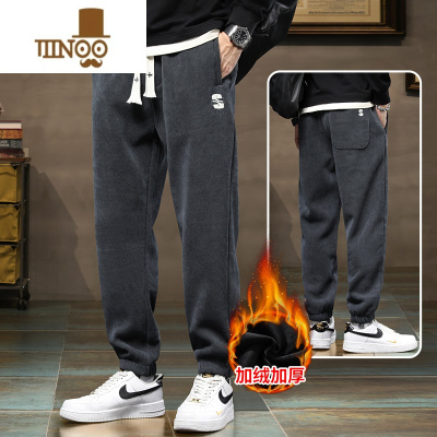 YANXU加绒加厚休闲裤男士款雪尼尔灯芯绒冬季潮男款运动卫裤