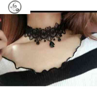 脖子饰品颈带项圈女蕾丝锁骨链性感黑韩国脖链短款项链配饰宽遮疤 JiMi
