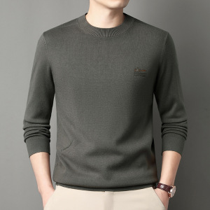 新款纯色长袖针织衫男士秋冬打底贴身毛衣时尚圆领男装上衣
