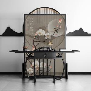 新中式屏风隔断客厅进玄关简约现代时尚卧室遮挡家用小户型座屏 胡桃木140*180cm 整装