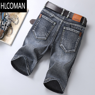 HLCOMAN夏季薄款弹力男士牛仔短裤男五分宽松直筒休闲修身七分中裤马裤男