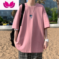 七斓夏季短袖t恤男潮牌宽松港风半袖上衣休闲ins潮流百搭简约大码体恤