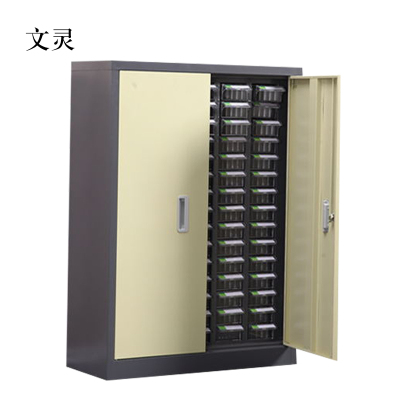 文灵文件柜零件整理柜抽屉式分类75抽透明带门小号抽屉