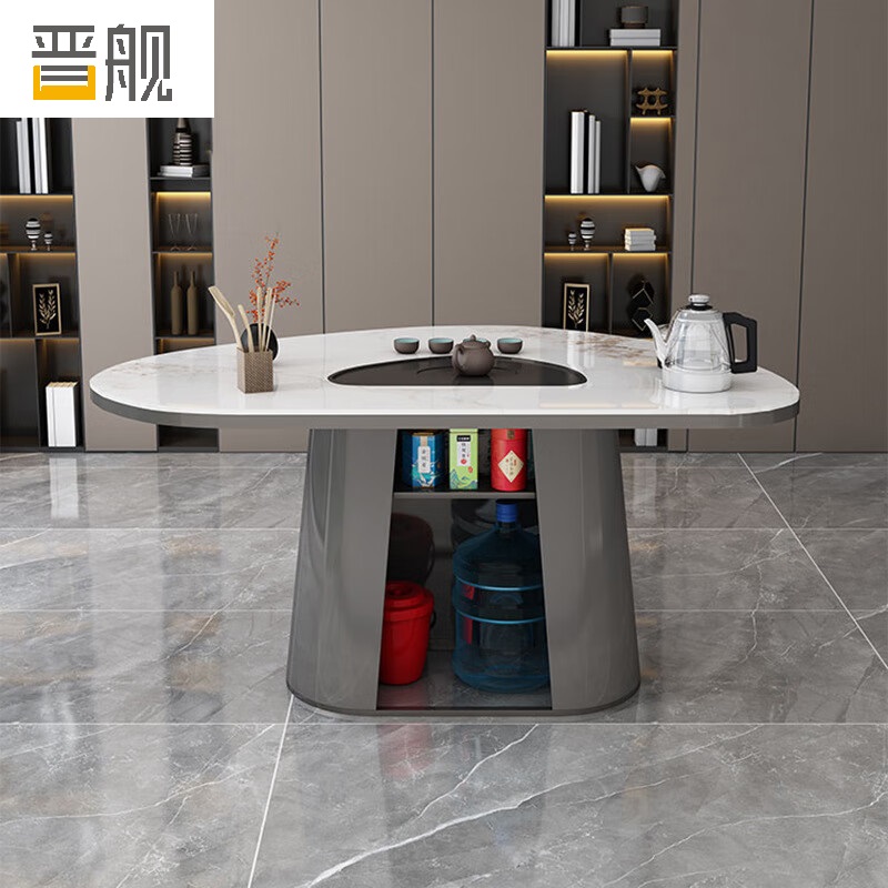 晋舰岩板茶桌椅组合现代家用阳台简约茶桌办公室泡茶桌1.4桌