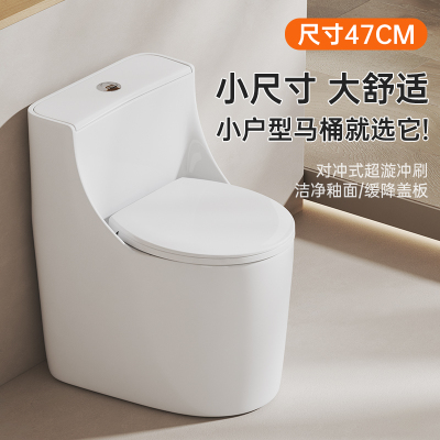 47cm超级小户型家用马桶墙排侧排地排通用超漩冲刷盖板缓降坐便器