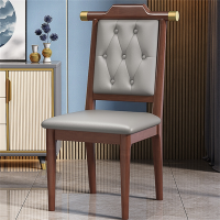 白寅 BY-HSRB 中式软包靠背椅实木椅子 胡桃色+灰色软包(单位:把)