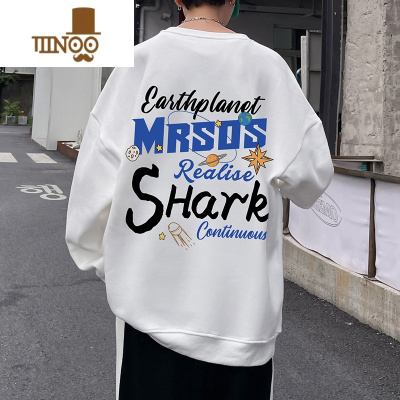 YANXUins潮牌涂鸦美式宽松卫衣男款vintage男装无帽复古圆领上衣服