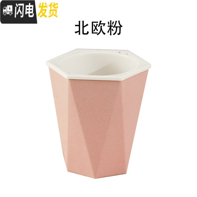 三维工匠免浇水花盆自吸水创意个性六角绿萝花盆室内小号可爱懒人花盆 北欧粉 U05(内径10cm)花盆容器