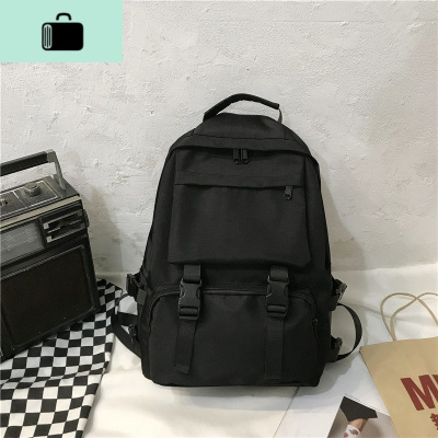 书包女韩版高中ins风暗黑潮牌大学生原宿百搭双肩包大容量背包男NEW LAKE 黑色