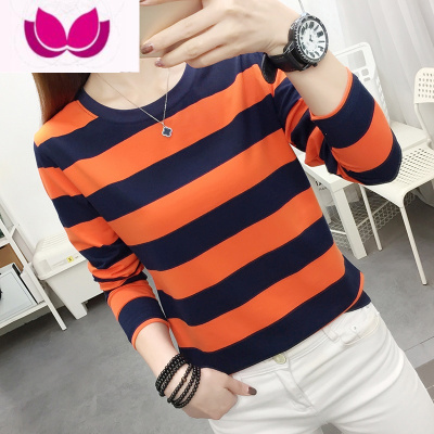 七斓春装新款宽松大码洋气百搭上衣服长袖t恤女装减龄漂亮内搭打底衫