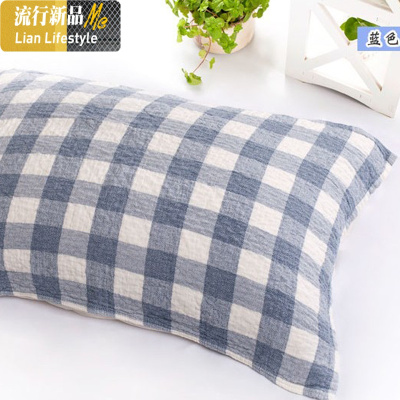 棉褶皱三层纱布枕巾一对装加大枕头巾绵软A类棉单人家用 三维工匠