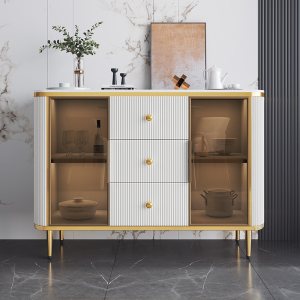 欧梵森 意式轻奢岩板餐边柜现代简约家用多功能智能感应灯置物柜厨房储物柜子酒柜靠墙茶水柜餐厅边柜