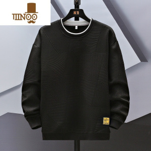 YANXU大码男士卫衣秋季新款潮流宽松胖子肥佬套头长袖上衣百搭体恤衫潮