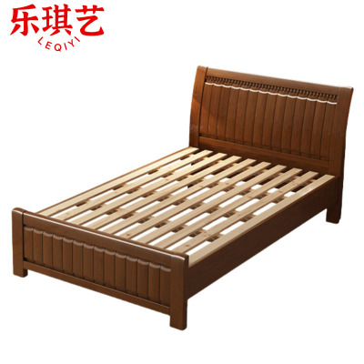 乐琪艺 实木单人床 胡桃色 2000*900*960mm 张