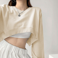 八色可选 秋装性感宽松卫衣女短款上衣纯色长袖T恤女休闲女装