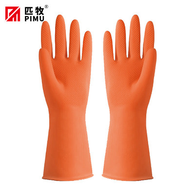 匹牧 PM-ST-G069 乳胶手套 天然乳胶橘色清洁浸绒*L码80g 12双/打 单位:双(单双不发货)