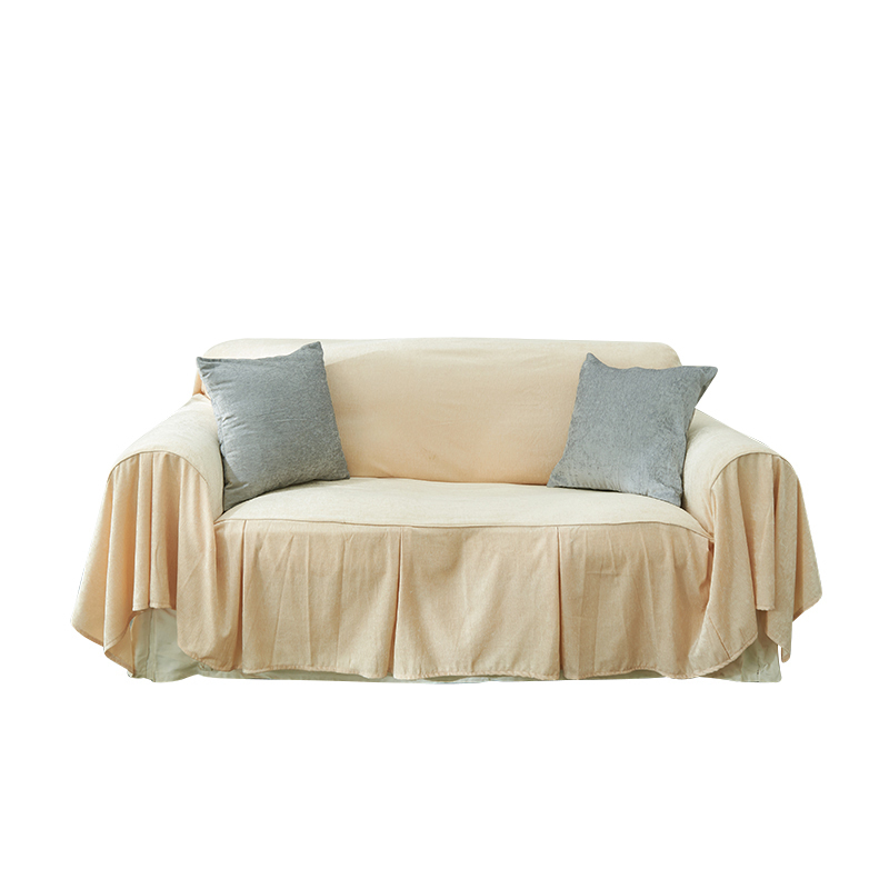 家柏饰(CORATED)沙发巾全盖套罩垫秋冬季北欧式雪尼尔布艺客厅三人组合田园防滑套 雪尼尔米黄 180*260cm
