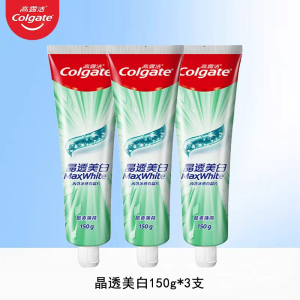 高露洁晶透美白牙膏150g健齿防蛀薄荷牙膏亮白清新口气口腔护理含氟