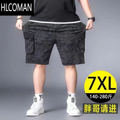 HLCOMAN短裤男夏季宽松大码舒适胖子阔腿外穿运动五分中裤薄款休闲裤子潮