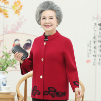 迪鲁奥(DILUAO)奶奶装秋装开衫针织衫中老年女装秋冬款毛衣外套老年人衣服宽松妈妈装保暖厚款上衣