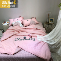梨梦~ins少女心夏被四件套公主风夏凉被空调被可爱柔软双人可机洗 三维工匠被子