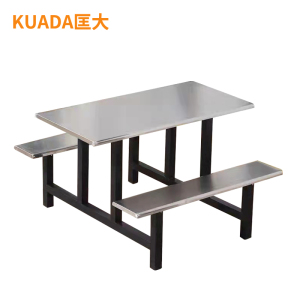 匡大 连体餐桌椅学校食堂餐桌椅组合不锈钢餐桌四人位 KDT938 不锈钢色 120*60