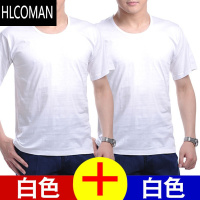 HLCOMAN夏季男士白背心中老年人汗衫圆领短袖舒适 T恤运动舒适睡觉穿