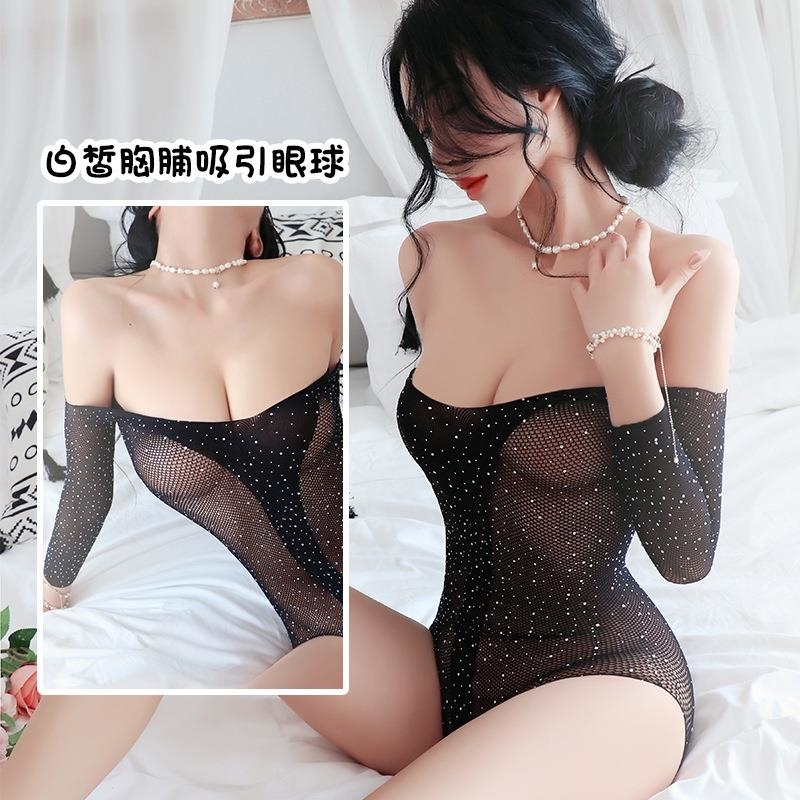 长夜漫漫情趣丝袜网衣透视透明烫钻满天星连体衣性感激情套装5217