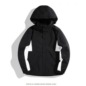 户外运动双面穿冲锋衣男款外套单款耐磨防水登山旅行连帽夹克男装