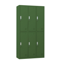豪利特铁皮更衣柜宿舍储物柜钢制内务柜制式绿皮衣帽柜绿色6门更衣