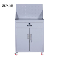 苏久顺工具柜加厚铁皮储物柜工厂车间用带抽屉汽修多功能收纳柜灰白色一斗小柜含轮子