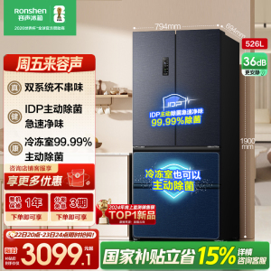 容声526升双净双系统法式多门四开门电冰箱家用一级能效风冷无霜节能大容量国家补贴BCD-526WD1MPA灰