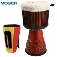 莫森(MOSEN)12英寸非洲鼓 进口桃花芯木翻毛羊皮面手鼓 实木雕刻打磨专业考级款大师鼓 免调音