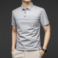2025冰丝短袖T恤男翻领夏季中老年新款休闲半截袖上衣男POLO衫