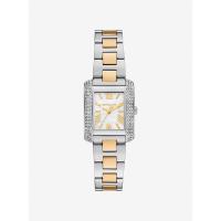 女士两tone钻饰矩形母贝罗马镶钻金框腕表