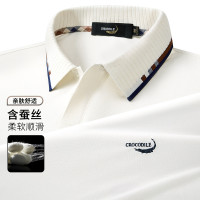 鳄鱼恤CROCODILE 夏季短袖商务POLO衫男士条纹提花T恤