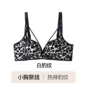 豹纹深V美胸内衣女2026新款小胸聚拢显大性感纯欲风痕文胸