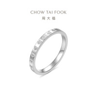 周大福流光心轨爱心闭口戒铂金戒指女款PT163957送女友礼物
