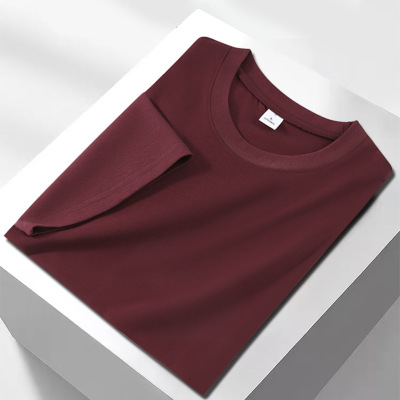 夏季新款纯色凉感丝光棉短袖T恤男女情侣美式简约宽松圆领半袖潮