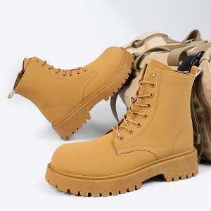 冬季新款高帮厚底大靴户外运动工装系带时尚百搭马丁靴男靴