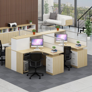 域赢屏风办公桌职员办公桌现代隔断员工位电脑桌工作卡位干字型4人位