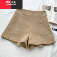 YIBUSHENG2024季新款韩版气质简约百搭高腰显瘦西装短裤阔腿裤休闲裤女