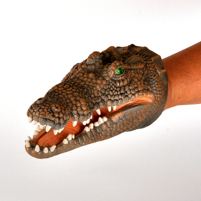 新凯纳正品侏罗纪恐龙世界白垩纪公园仿真模型套装手偶仿真玩具暴龙霸王龙软胶亲子游戏万圣节鳄鱼手偶头X308